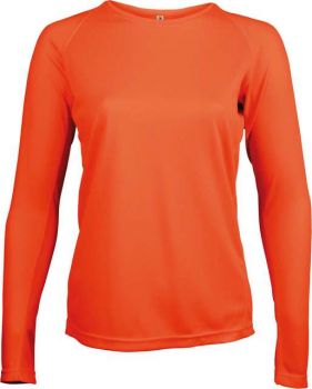 LADIES' LONG-SLEEVED SPORTS T-SHIRT Fluorescent Orange L