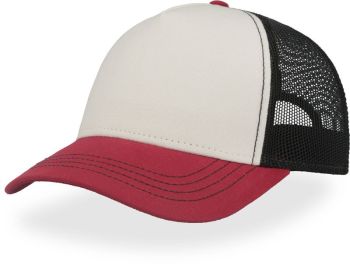 Atlantis | 5 panelová Trucker kšiltovka white/burgundy/black onesize