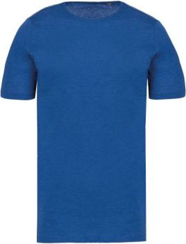 MEN'S SHORT-SLEEVED ORGANIC T-SHIRT WITH RAW EDGE NECKLINE Ocean Blue Heather S