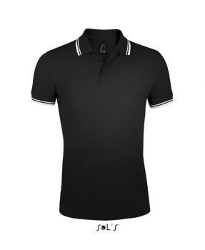 SOL'S PASADENA MEN - POLO SHIRT Black/White L