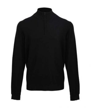 MEN'S QUARTER-ZIP KNITTED SWEATER Black L