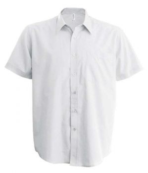 MEN'S SHORT-SLEEVED COTTON POPLIN SHIRT White M