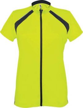 LADIES' SHORT SLEEVE BIKEWEAR TOP Fluorescent Yellow/Black L