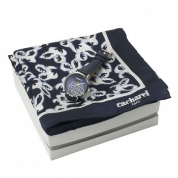 Set Hirondelle Navy (watch & silk scarf)