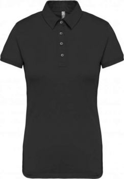 LADIES' SHORT SLEEVED JERSEY POLO SHIRT Black L