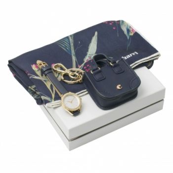 Set Cacharel Navy (key ring, watch & silk scarf)