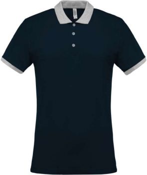 MEN'S TWO-TONE PIQUÉ POLO SHIRT Navy/Oxford Grey L