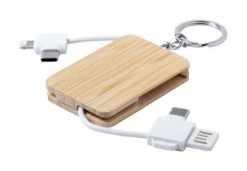 Rusell prívesok na kľúče s USB nabíjacím káblom white