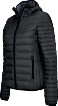 LADIES' LIGHTWEIGHT HOODED PADDED JACKET Black M