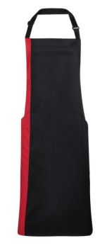 'COLOURS COLLECTION’ CONTRAST BIB APRON Black/Red U