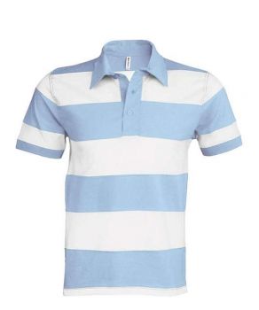 RAY - SHORT-SLEEVED STRIPED POLO SHIRT Sky Blue/White M