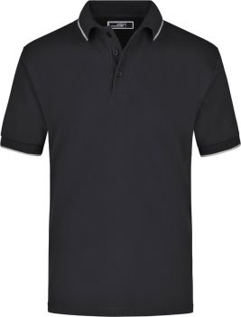 James & Nicholson | Piqué polo s kontrastními pruhy black/silver XL