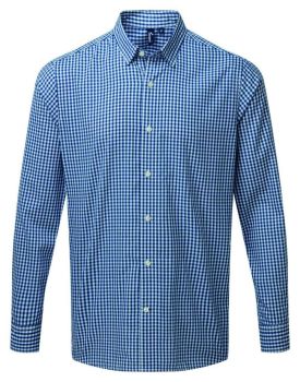 'MAXTON' CHECK MEN'S LONG SLEEVE SHIRT Navy/White M