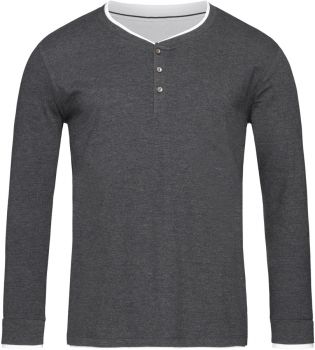 Stedman | Pánské tričko "Henley" s dlouhým rukávem charcoal heather M