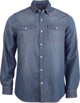 Kariban | Denim košile s dlouhým rukávem blue jean S