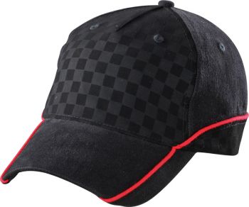 Myrtle Beach | 5 panelová racing kšiltovka black/black/red onesize