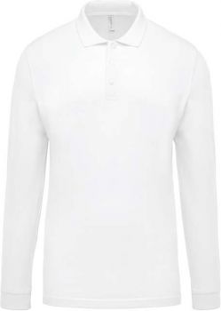 MEN'S LONG-SLEEVED PIQUÉ POLO SHIRT White L