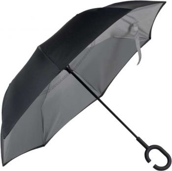 HANDS-FREE REVERSE OPEN UMBRELLA Black/Slate Grey U