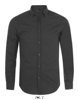 SOL'S BECKER MEN - POLKA-DOT SHIRT Dark Grey/White S