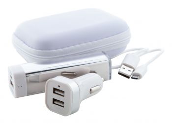 Nacorap Sada USB power banka a nabíjačka white , silver