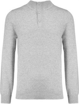 PREMIUM BUTTON NECK JUMPER Light Grey Heather L