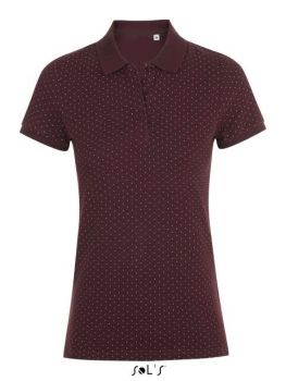 SOL'S BRANDY WOMEN - POLKA-DOT POLO SHIRT Oxblood/White XL