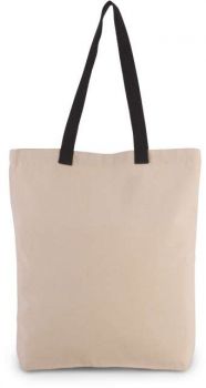 SHOPPER BAG WITH GUSSET AND CONTRAST COLOUR HANDLE Natural/Black U