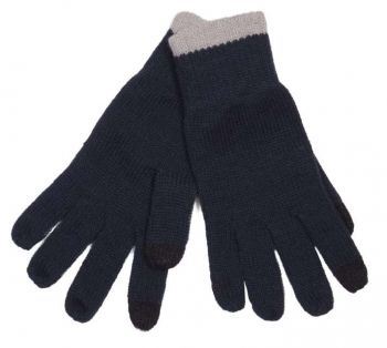 TOUCH SCREEN KNITTED GLOVES Navy/Light Grey S/M