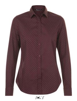 SOL'S BECKER WOMEN - POLKA-DOT SHIRT Oxblood/White S