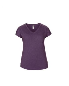 WOMEN'S TRI-BLEND V-NECK TEE Heather Aubergine S