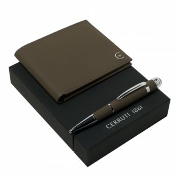 Set CERRUTI 1881 Taupe (ballpoint pen & wallet)