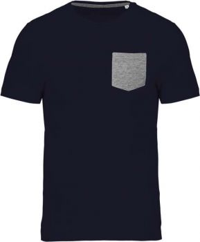 ORGANIC COTTON T-SHIRT WITH POCKET DETAIL Navy/Grey Heather S