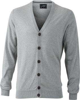 James & Nicholson | Pánský cardigan light grey melange 3XL