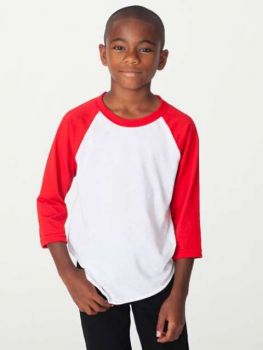 YOUTH 3/4 SLEEVE RAGLAN TEE White/Red 10