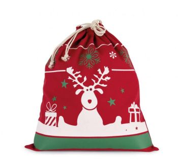 DRAWSTRING BAG WITH CHRISTMAS PATTERNS Cherry Red U