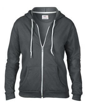 WOMEN'S FULL-ZIP HOODED FLEECE Charcoal M