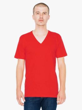 UNISEX FINE JERSEY V-NECK T-SHIRT Red M