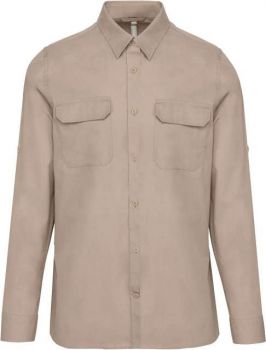 MEN'S LONG-SLEEVED SAFARI SHIRT Beige M