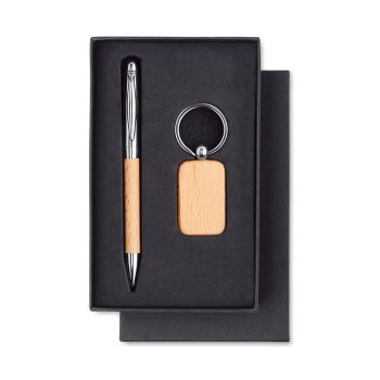 PEN &amp; RING Set klíčenky a propisky, dřevo wood