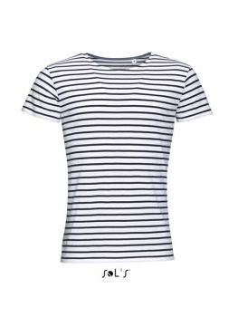 SOL'S MILES MEN - ROUND NECK STRIPED T-SHIRT White/Navy M