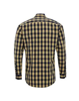 'MULLIGAN' CHECK - MEN'S LONG SLEEVE COTTON SHIRT Camel/Navy S