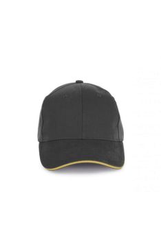 CAP IN ORGANIC COTTON WITH CONTRASTING SANDWICH PEAK - 6PANELS Iron Grey/Pineapple U