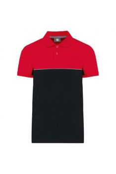 UNISEX ECO-FRIENDLY TWO-TONE SHORT SLEEVE POLO SHIRT Black/Red L