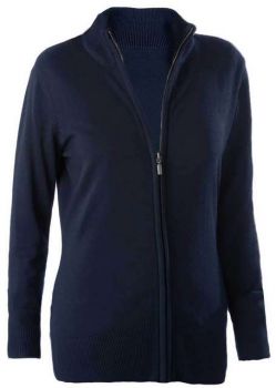 LADIES' FULL ZIP  CARDIGAN Navy L