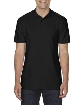 SOFTSTYLE® ADULT DOUBLE PIQUÉ POLO Black L