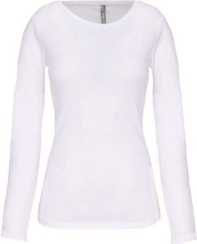 LADIES LONG-SLEEVED CREW NECK T-SHIRT White M