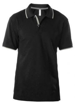 SHORT-SLEEVED POLO SHIRT Black/Light Grey S