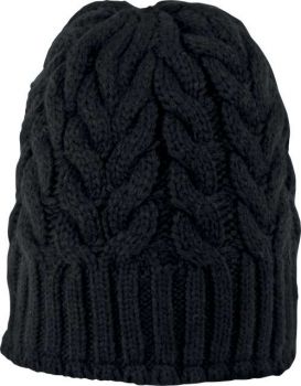 CABLE KNIT BEANIE Black U