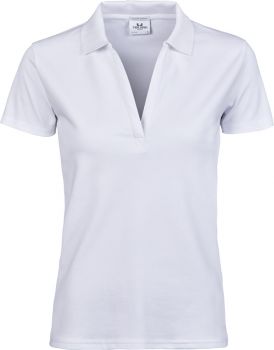 Tee Jays | Dámské luxusní elastické polo s výstřihem do V white L