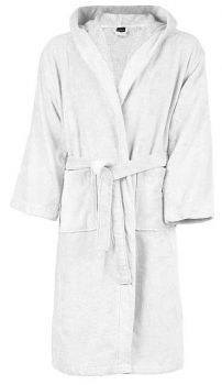 VELOUR HOODED BATHROBE White L